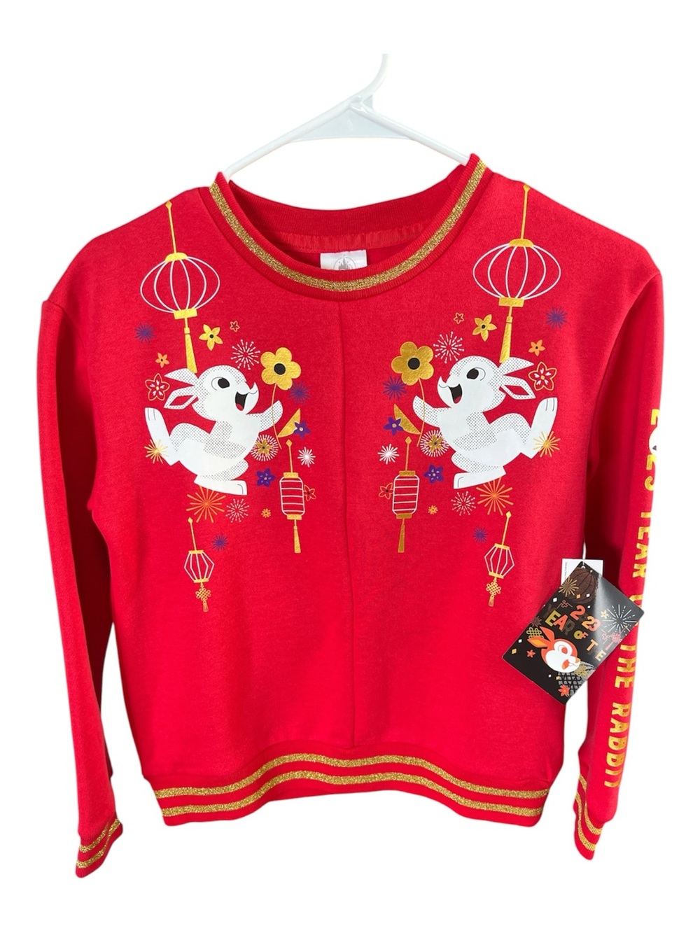 2. NWT Disney Lunar New Year Thumper Red Gold Pullover Sweatshirt Girls Size L
